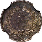 France Louis Philippe Silver 1847 A 25 Centimes NGC AU58 Nice Toned KM# 755.1(3)