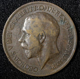 Great Britain George V Bronze 1919 H  1 Penny 	Heaton Mint KM# 810 (28 288)