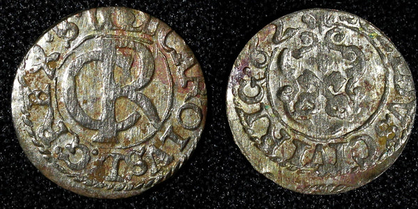 Livonia Riga CARL XI of Sweden (1660-1697)Silver 1662 Solidus,Schilling KM#55(3)