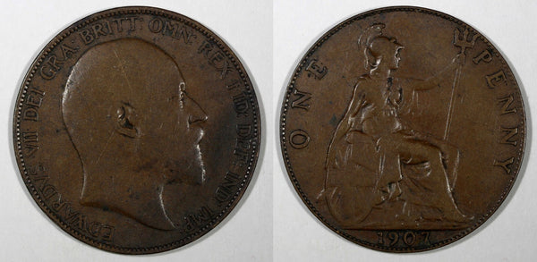 Great Britain Edward VII Bronze 1907 1 Penny KM# 794.2 (28 191)