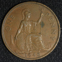 Great Britain George VI Bronze 1940 1 Penny WWII Issue KM# 845 (28 013)