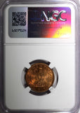 India-Republic Bronze 1953 (C) 1 Pice Ashoka Lion NGC MS63 RB KM# 1.4 (038)