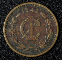 Mexico Bronze 1942 1 Centavo WWII Issue KM# 415 (27 870)