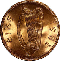Ireland Republic Bronze 1968 Penny NGC MS66 RD NICE RED Hen with chicks KM11 (3)