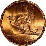 Ireland Republic Bronze 1968 Penny NGC MS66 RD NICE RED Hen with chicks KM11 (3)