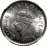 India-British George VI Silver 1940 (B) 1/4 Rupee NGC MS62 KM# 545 (026)