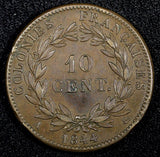French Colonies Louis Philippe I Bronze 1844 A 10 Centimes 30mm SCARCE KM# 13(1)