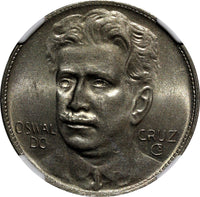 BRAZIL Oswaldo Cruz Copper-Nickel 1937 400 Reis NGC MS64 KM# 539 (028)