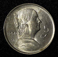 Mexico 1950 Mo 5 Centavos Josefa Ortiz de Domínguez  aUNC KM# 425 (27 710)