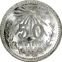 Mexico ESTADOS UNIDOS Silver 1944 M 50 Centavos NGC MS66 GEM BU KM# 447 (042)