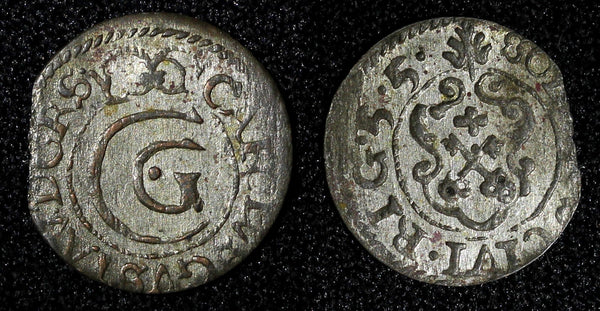Livonia Riga Carl X Gustav of Sweden Silver 1655 Solidus SCARCE KM# 50 (27 760)