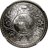 India-British George V Silver 1920 (C) Rupee NGC MS62+ Calcutta Mint KM# 524 (1)