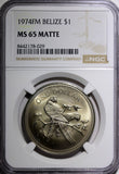 BELIZE 1974 FM $1.00 Dollar Scarlet Macaw NGC MS65 MATTE 1st Year  KM# 43 (029)