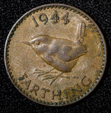 Great Britain George VI Bronze 1944 Farthing KM# 843 (28 427)