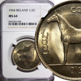 IRELAND Copper-Nickel 1964 1/2 Crown NGC MS64 Irish Hunter Horse KM# 16a (048)