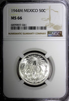 Mexico ESTADOS UNIDOS Silver 1944 M 50 Centavos NGC MS66 GEM GEM BU KM# 447 (41)