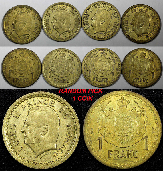 MONACO Louis II  Aluminum-Bronze 1945 1 Franc WWII KM# 120a RANDOM PICK (1 Coin)