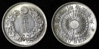 Japan Meiji (1867-1912) Silver Year 39 (1906) 20 Sen aUNC  Y# 30 (28 068)