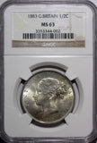 Great Britain Victoria Silver 1883 1/2 Crown NGC MS63 SCARCE KM# 756 (02)