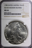 Austria Maria Theresia Silver  (.833) 1780 Thaler NGC MS64 28.06 g. KM# T1  (22)