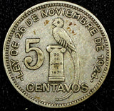 Guatemala Silver 1933 5 Centavos  Royal Mint BETTER DATE KM# 238.2  (24 458)