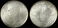 BELGIUM Albert I Silver 1912 1 Franc Dutch text Toned KM# 73.1  (25 108)