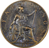 Great Britain George V  Bronze 1917 Farthing KM# 808.1  (24 903)