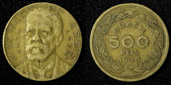 BRAZIL 1939 500 Reis Joaquim Maria Machado de Assis KM# 549 (27 806)