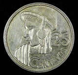 GUATEMALA Silver 1950 25 Centavos Mintage-80,691 BETTER DATE aUNC KM#258 (980)