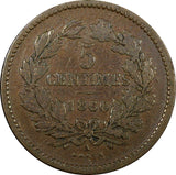 Luxembourg William III Bronze 1860 A 5 Centimes Paris Mint KM# 22.2 (24 505)