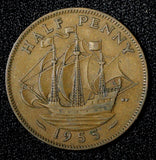 GREAT BRITAIN Elizabeth II 1955 1/2 Penny KM# 896 (28 916)
