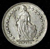 Switzerland Silver 1951 B 1/2 Franc  Helvetia KM# 23 (28 484)