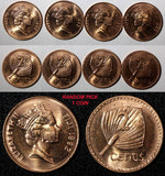 FIJI Elizabeth II 1992 2 Cents Palm fan UNC KM# 50a Random Pick (1 Coin) (036)