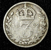 Great Britain Edward VII Silver 1902 3 Pence KM#797.1 (28 227)