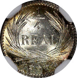 GUATEMALA Silver 1897 1/4 Real NGC MS67 GEM BU NICE TONED  KM#162 (044)