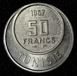 TUNISIA Muhammad VIII 1957 50 Francs GEM BU Toned KM# 275 (28 835)