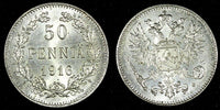 FINLAND Nicholas II Silver 1916 S 50 Penniä UNC KM# 2.2 RANDOM PICK (1 Coin) (2)