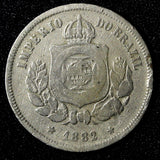 BRAZIL Pedro II  1882 100 Reis Rio de Janeiro  KM# 477  (28 356)