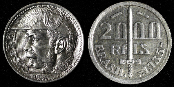Brazil Silver 1935 2000 Reis Duke of Caxias 1 YEAR TYPE KM# 535 (25 199)
