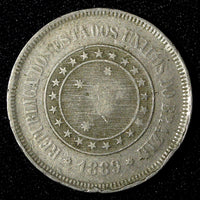 BRAZIL Copper-Nickel 1889 100 Reis 27  mm  1st Year Type KM# 492 (27 814)