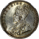 India-British Silver 1911 (C) Rupee "PIG" Elephant NGC UNC DET.SCARCE KM#523 (1)