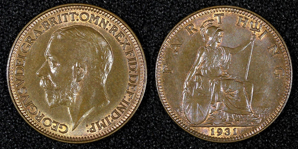 Great Britain George V Bronze 1931 Farthing UNC KM# 825 (27 983)