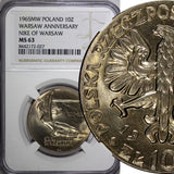 POLAND 1965 MW 10 Złotych NGC MS63 Anniversary of Warsaw Nike of Warsaw Y#54 (7)