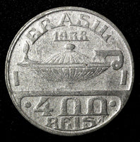 Brazil Oswaldo Cruz Copper-Nickel 1938 400 Reis KM# 539 (27 775)
