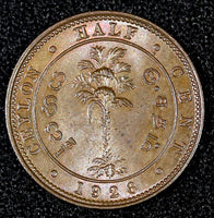 Ceylon George V Copper 1926 1/2 Cent UNC  KM# 106 (27 977)