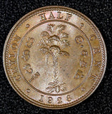 Ceylon George V Copper 1926 1/2 Cent UNC  KM# 106 (27 977)