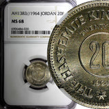 JORDAN  AH1383  1964 20 Fils Mintage-3.000 NGC MS68 TOP GRADED KM# 13 (0)