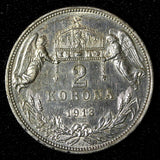 Hungary Franz Joseph I Silver 1913 KB 2 Korona NICE KM# 493 (28 965)