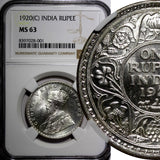 India-British George V Silver 1920 (C) Rupee NGC MS63 Calcutta Mint KM# 524 (01)