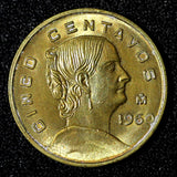 MEXICO Bronze 1960 Mo 5 Centavos Large type UNC KM# 426 (27 906)